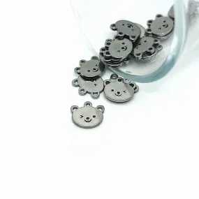 1, 4, 20 or 50 Pieces: Small Stainless Steel Teddy Bear Face Charms