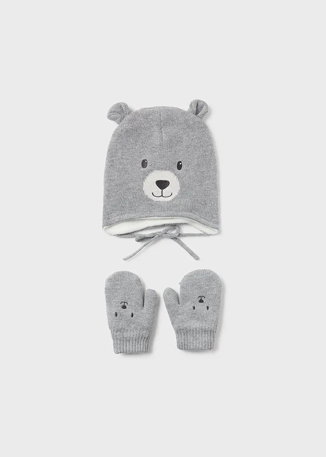 10772 Mayoral 3D Teddy Hat & Mitt Set