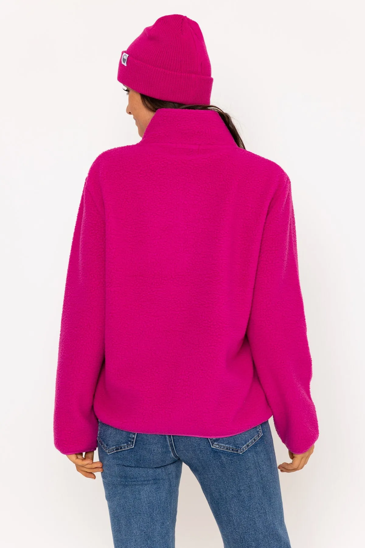 1/2 Zip Teddy Fleece Fuchsia Pink