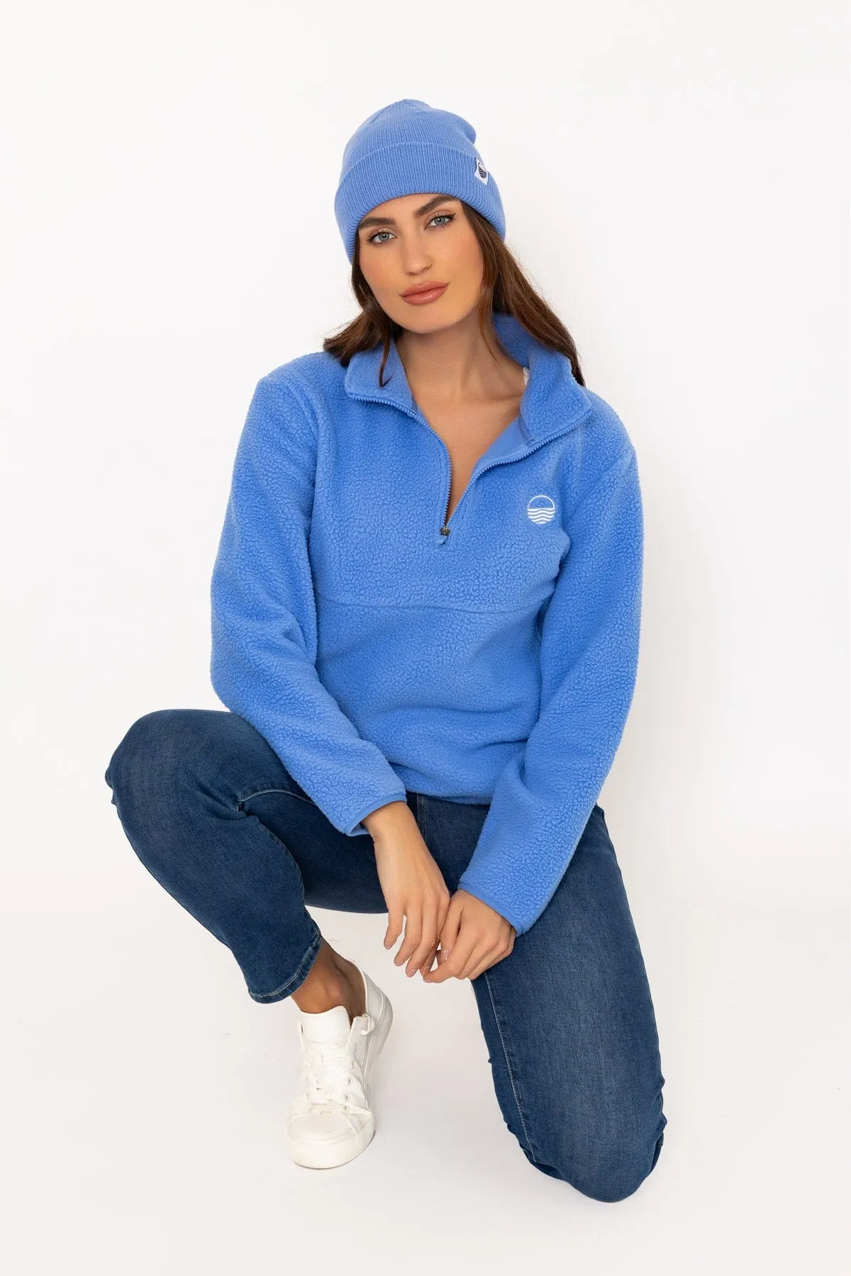 1/2 Zip Teddy Fleece in Blue