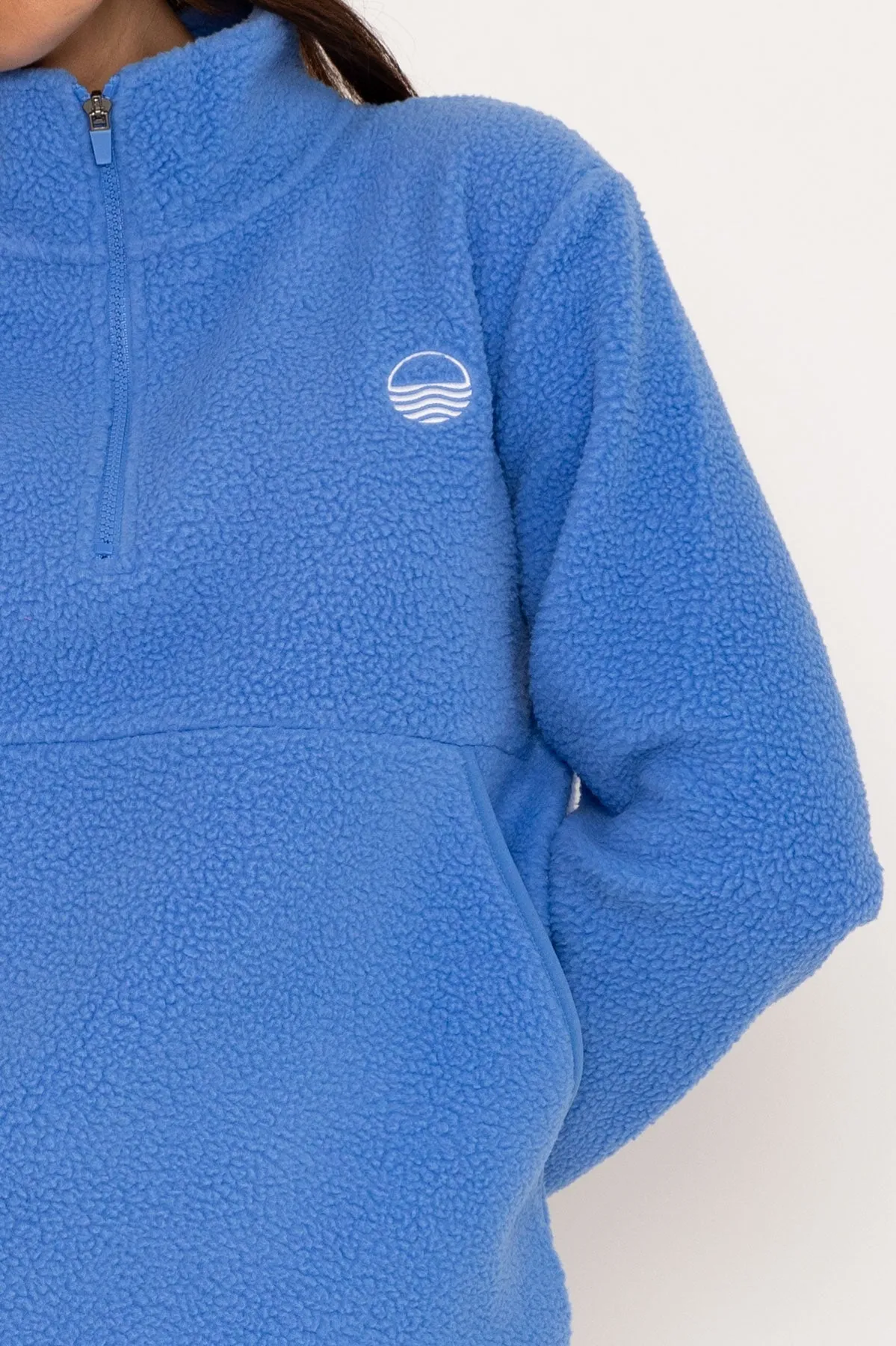 1/2 Zip Teddy Fleece in Blue