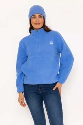 1/2 Zip Teddy Fleece in Blue