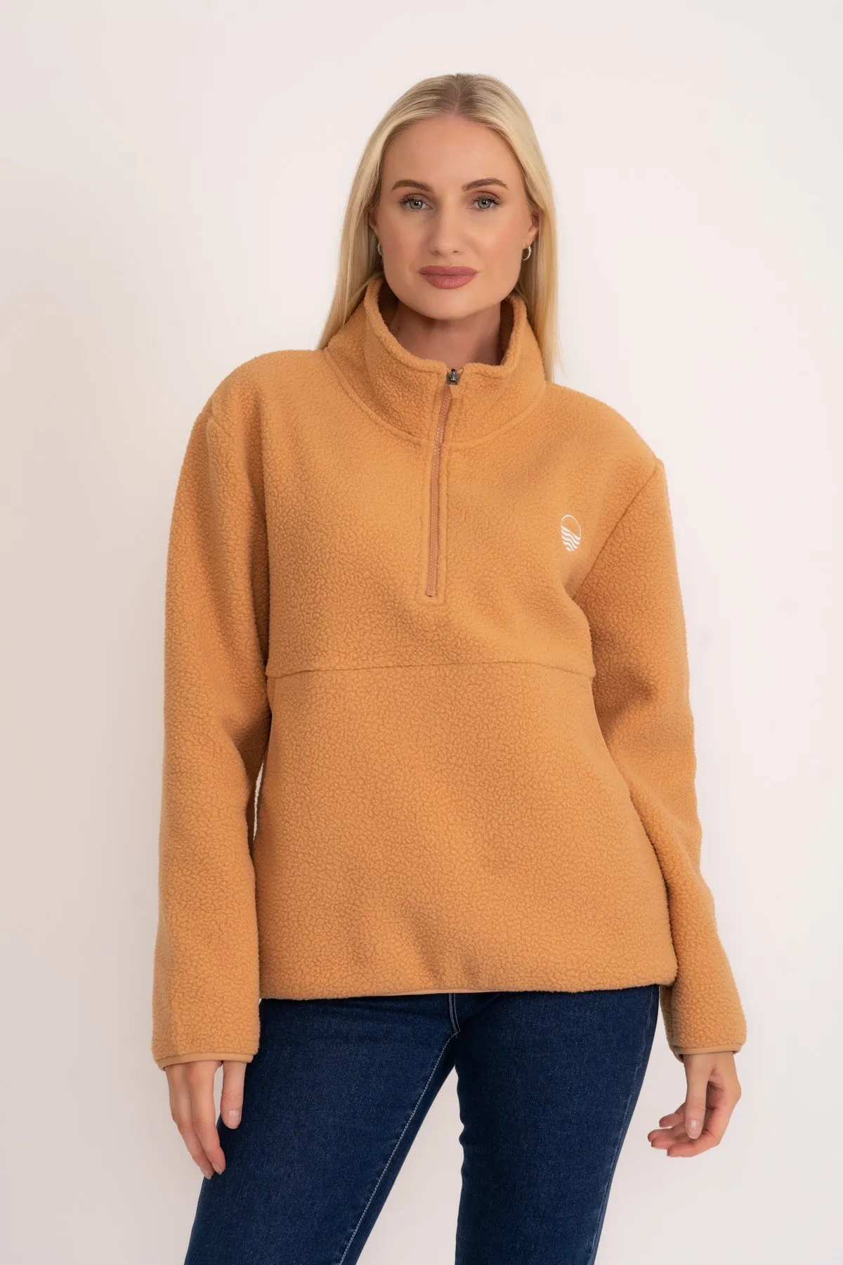 1/2 Zip Teddy Fleece in Camel