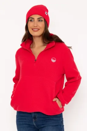 1/2 Zip Teddy Fleece in Watermelon