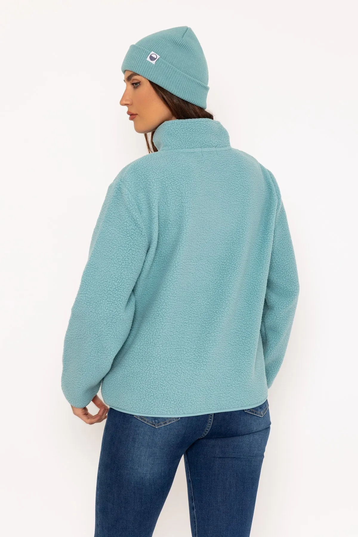 1/2 Zip Teddy Fleece Light Blue