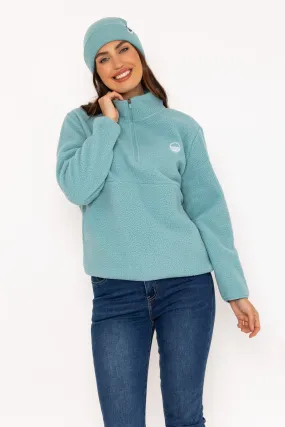 1/2 Zip Teddy Fleece Light Blue