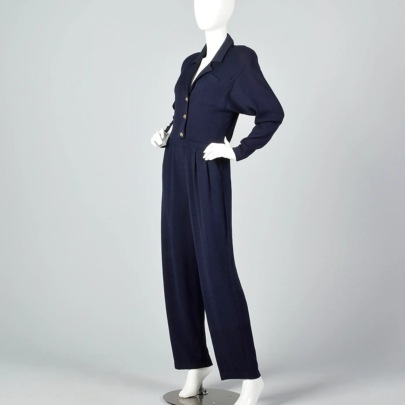 1980s St. John Blue Knit Jumpsuit