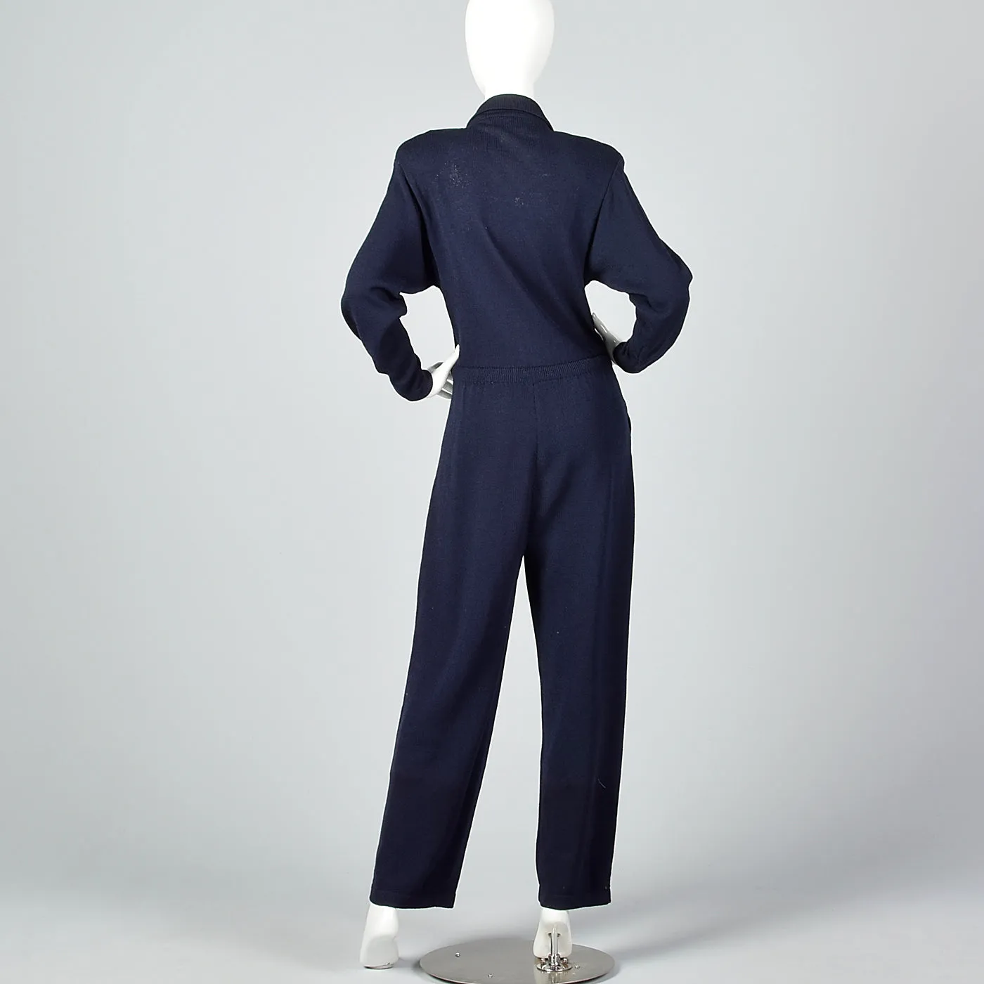 1980s St. John Blue Knit Jumpsuit