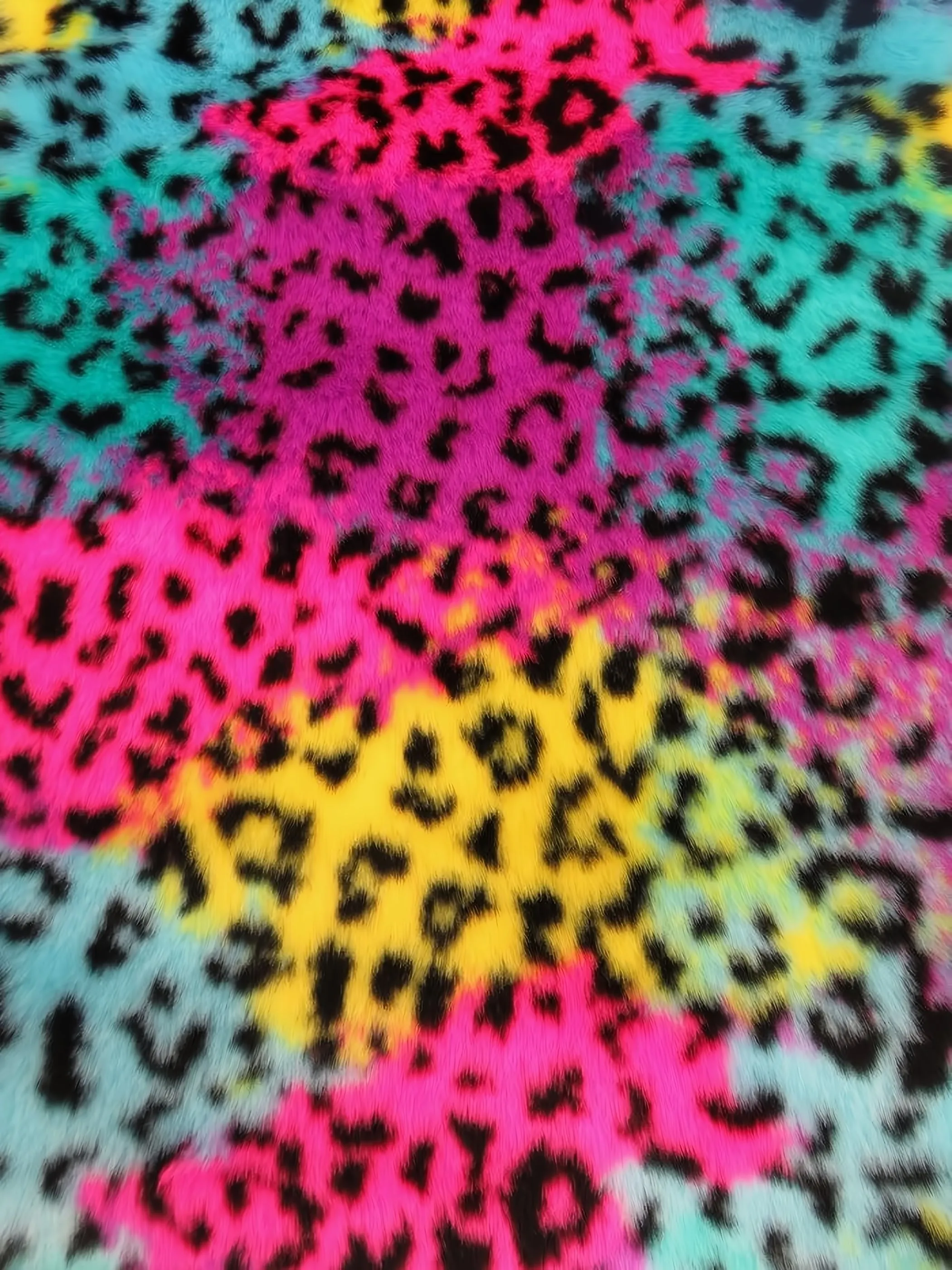 30 Yard Roll of Rainbow Leopard Animal Faux Fur Fabric