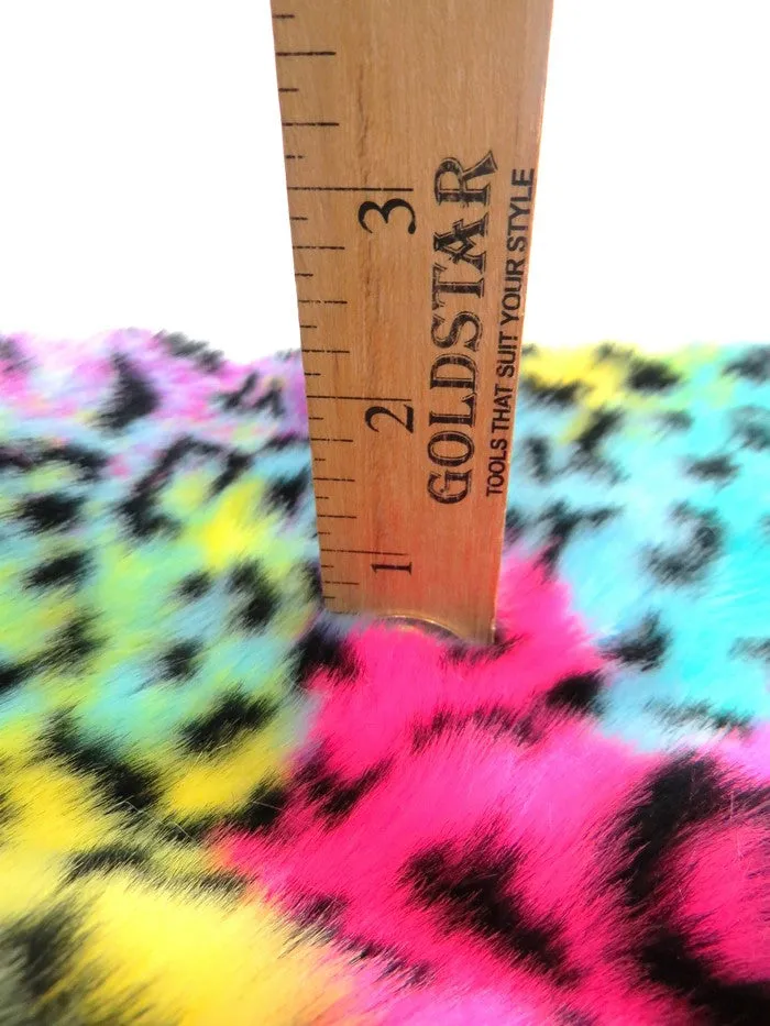 30 Yard Roll of Rainbow Leopard Animal Faux Fur Fabric