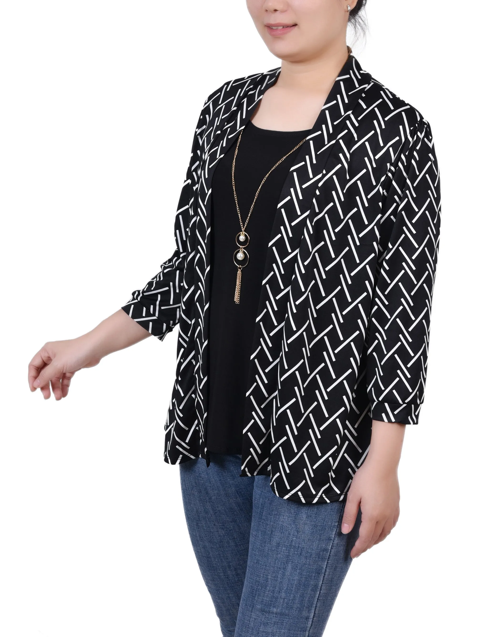 3/4 Sleeve Two-Fer Top