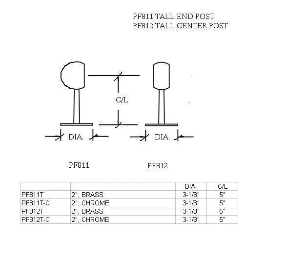 6" Tall Ball Center Post For 2" Tubing