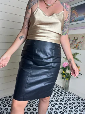 80s BLACK LEATHER SKIRT