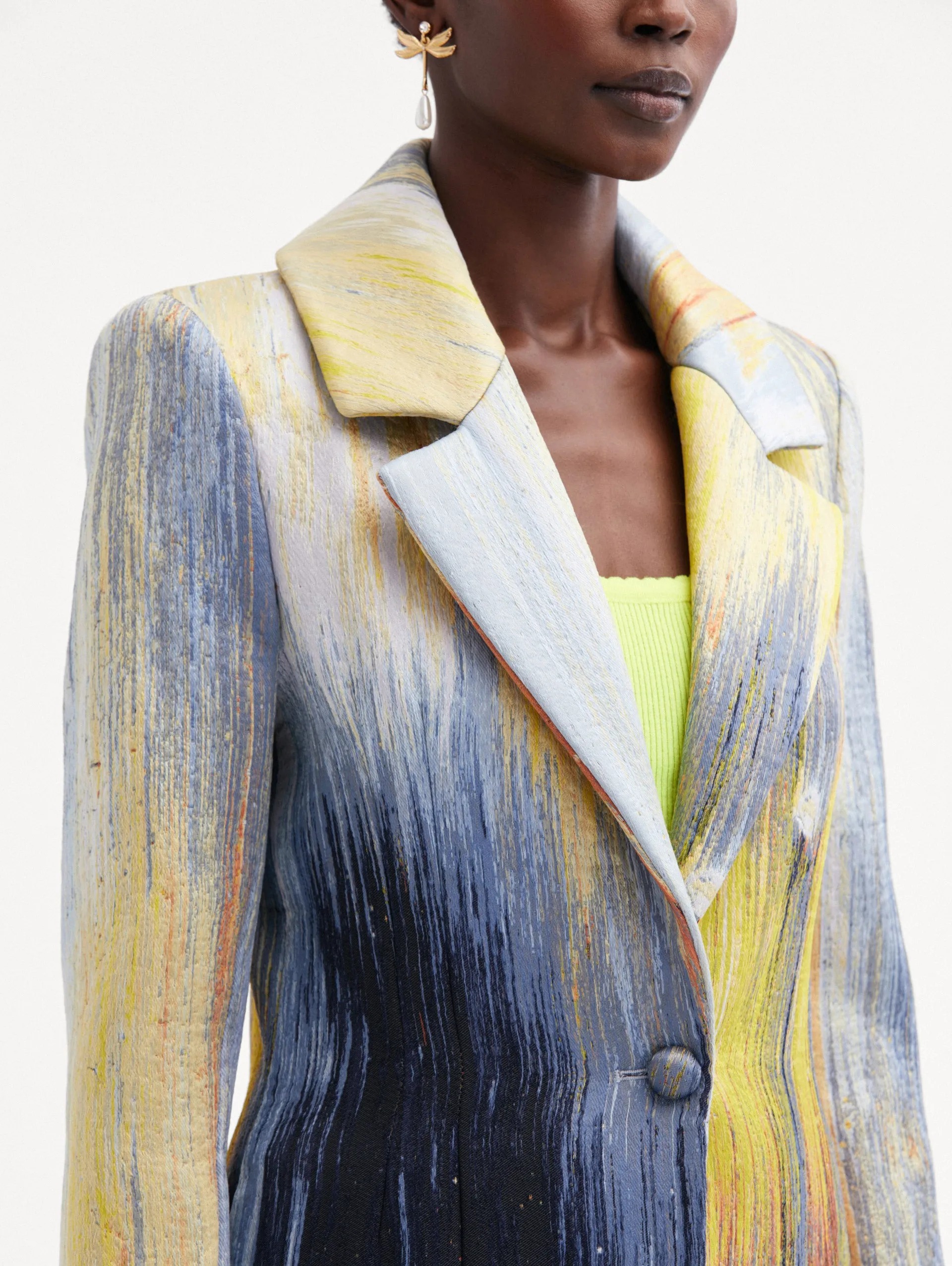 Abstract Brushstroke Jacquard Coat