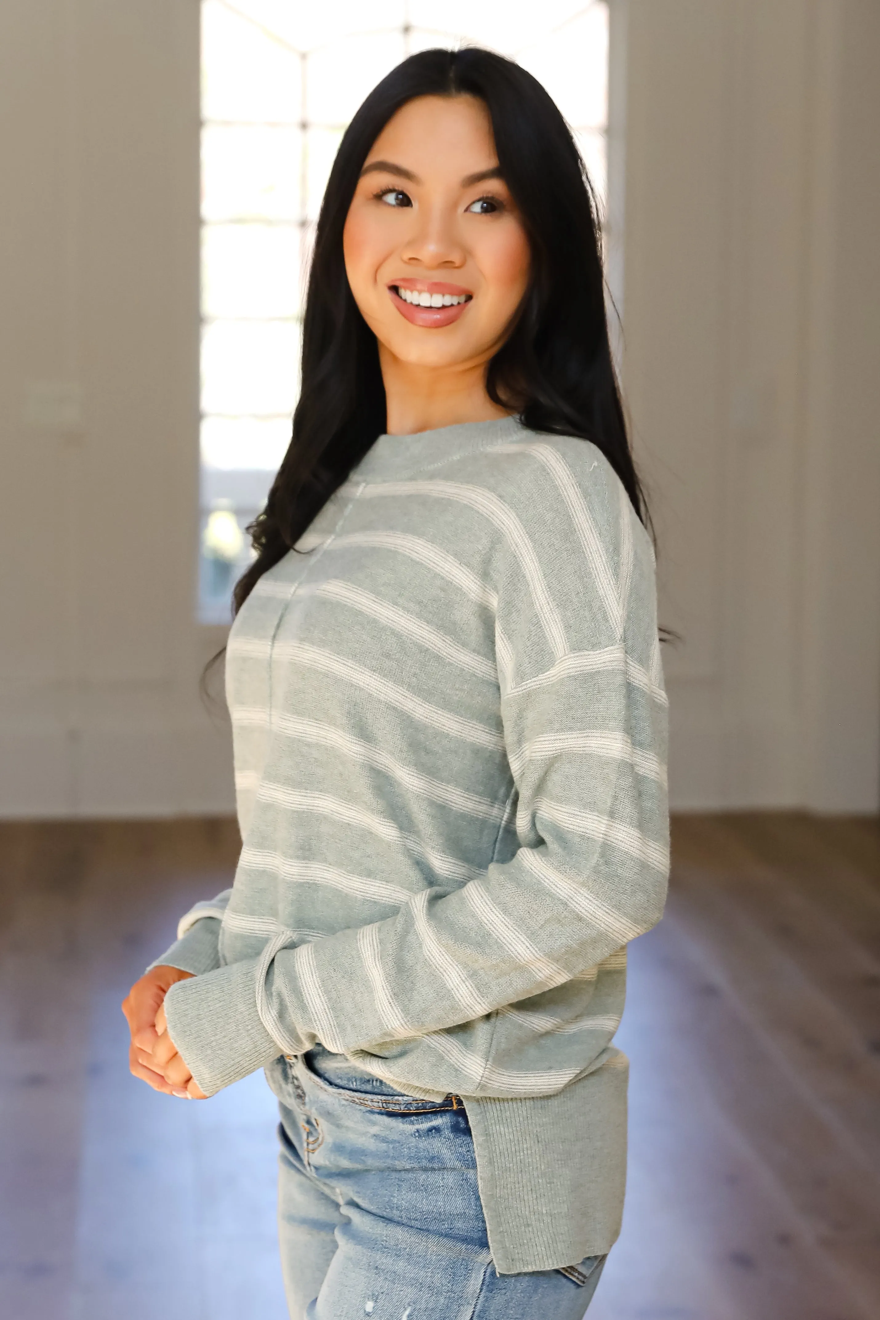 Adorable Simplicity Striped Lightweight Knit Sweater - DOORBUSTER