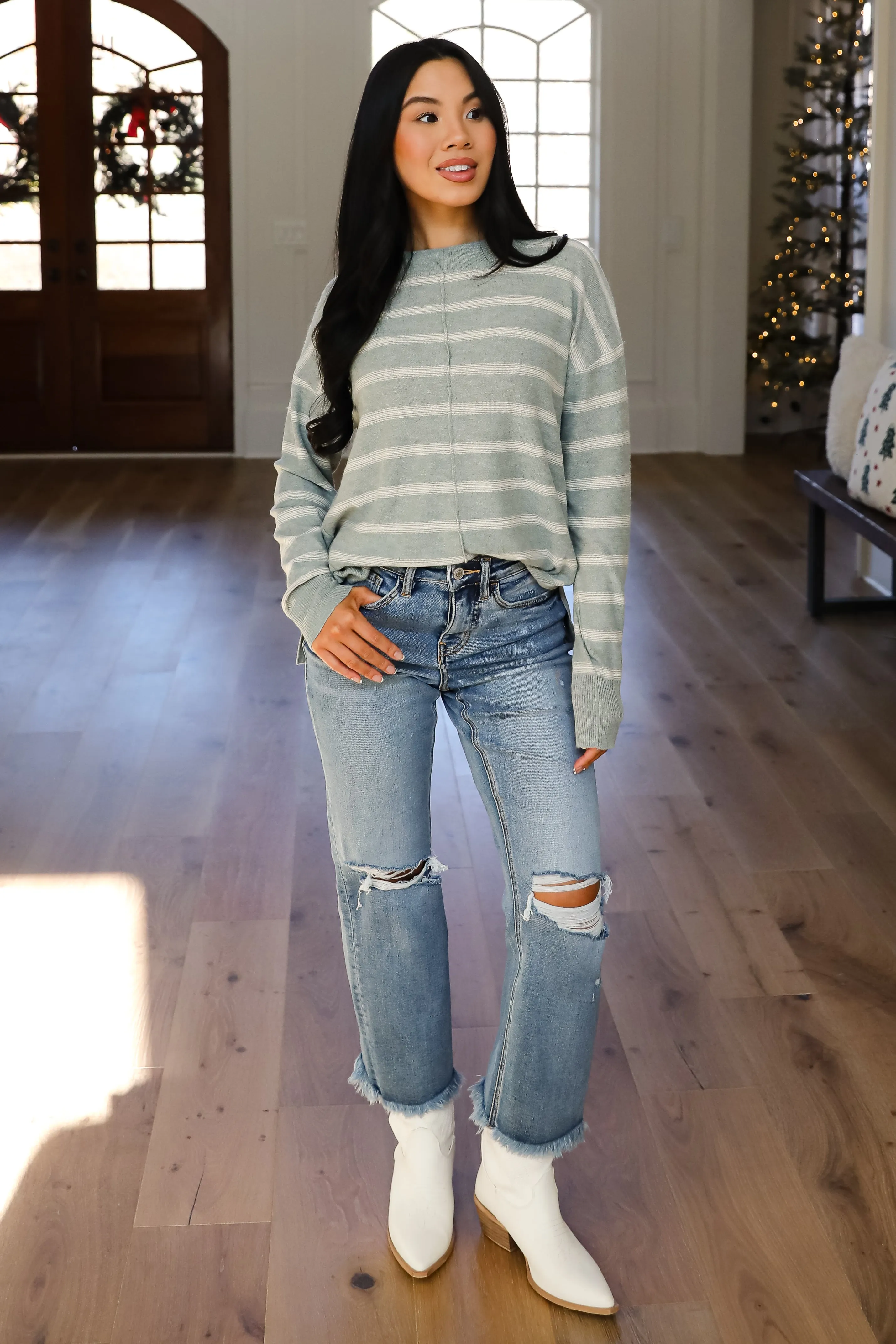 Adorable Simplicity Striped Lightweight Knit Sweater - DOORBUSTER