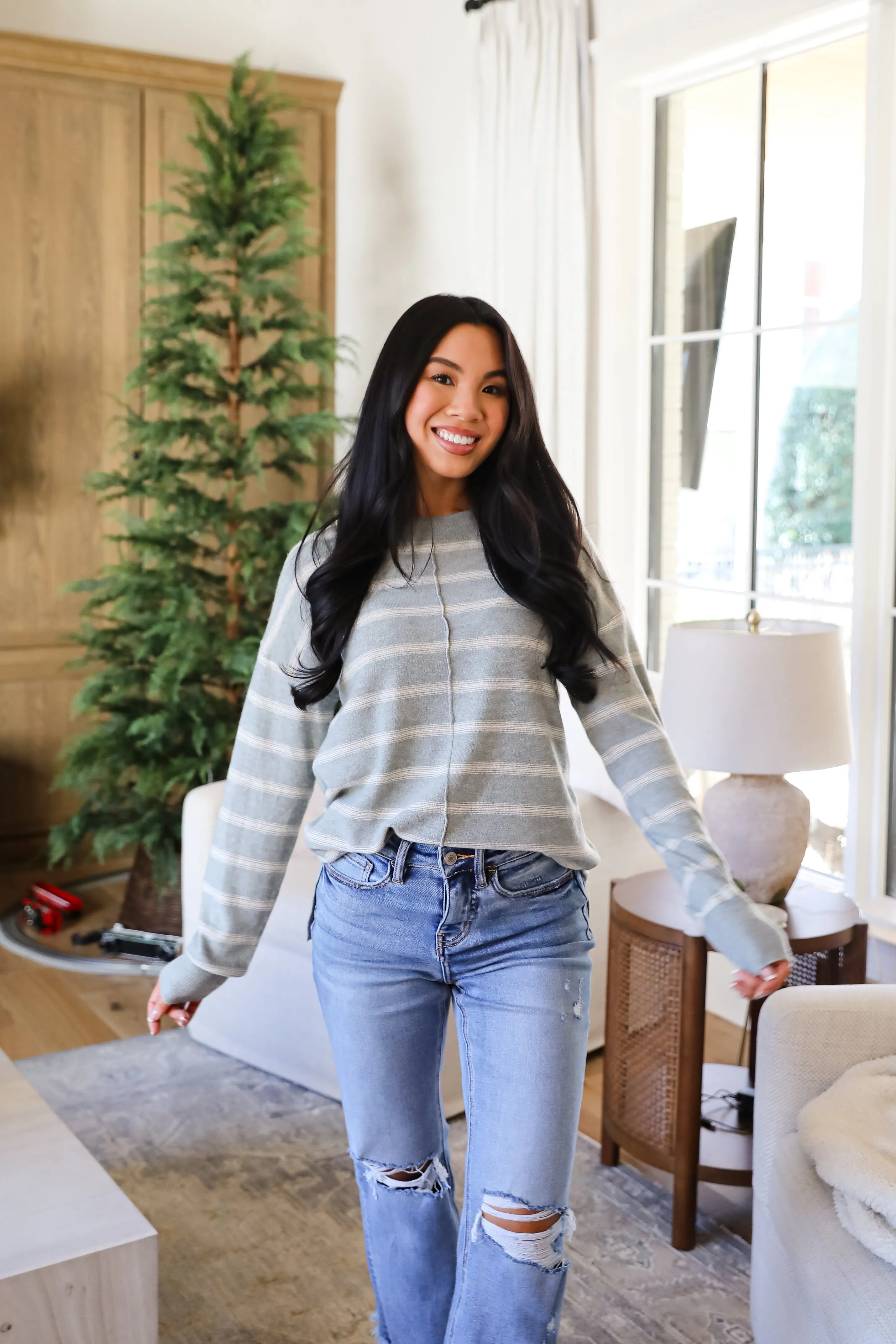 Adorable Simplicity Striped Lightweight Knit Sweater - DOORBUSTER