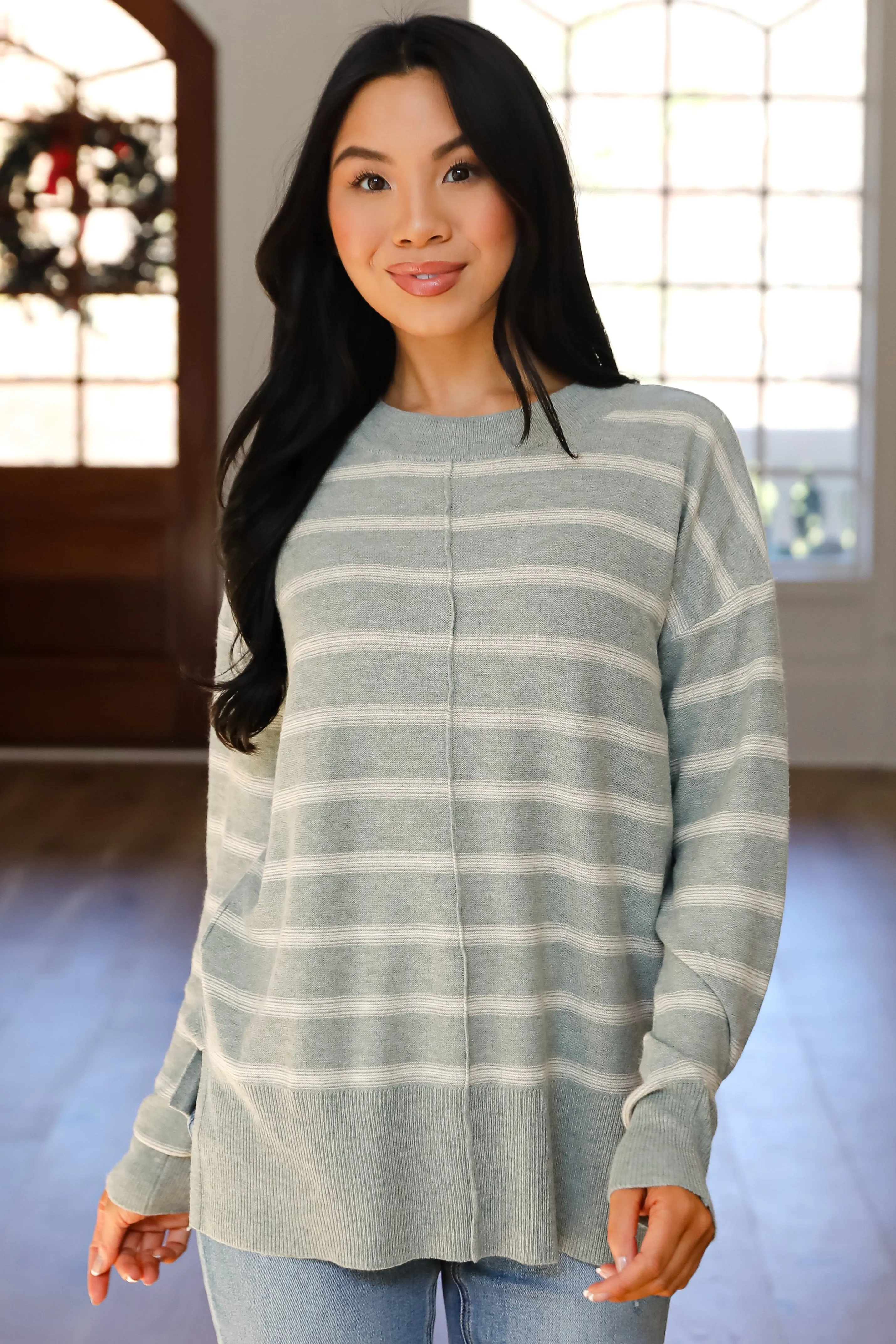 Adorable Simplicity Striped Lightweight Knit Sweater - DOORBUSTER