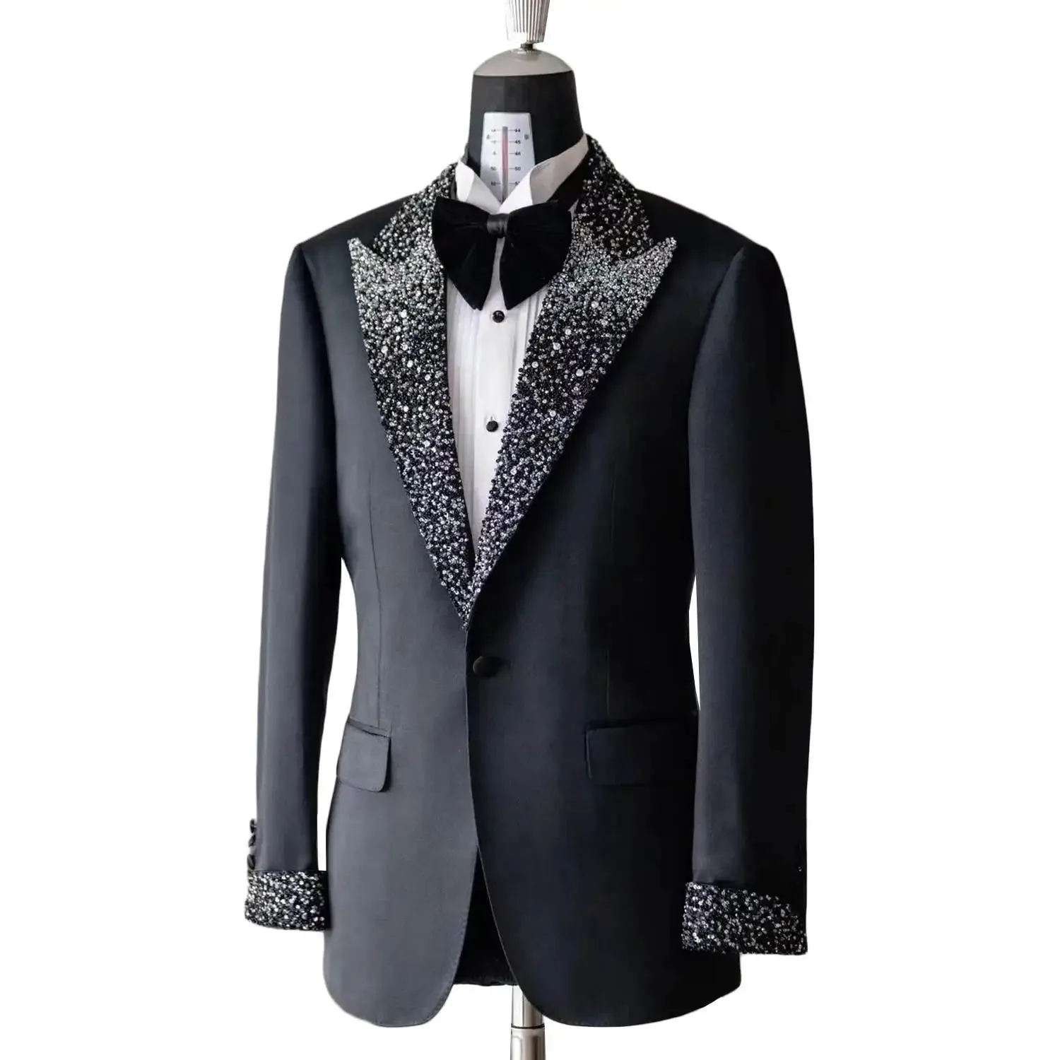 Aidase Wedding Men's Suits Tailored Beads Pearls 1-Piece Blazer Peaked Lapel Formal Casual Occasions Custom Made Plus Size Tuxedo Coat