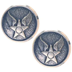 Air Force Button: WAF Hap Arnold - 20 ligne silver oxidized