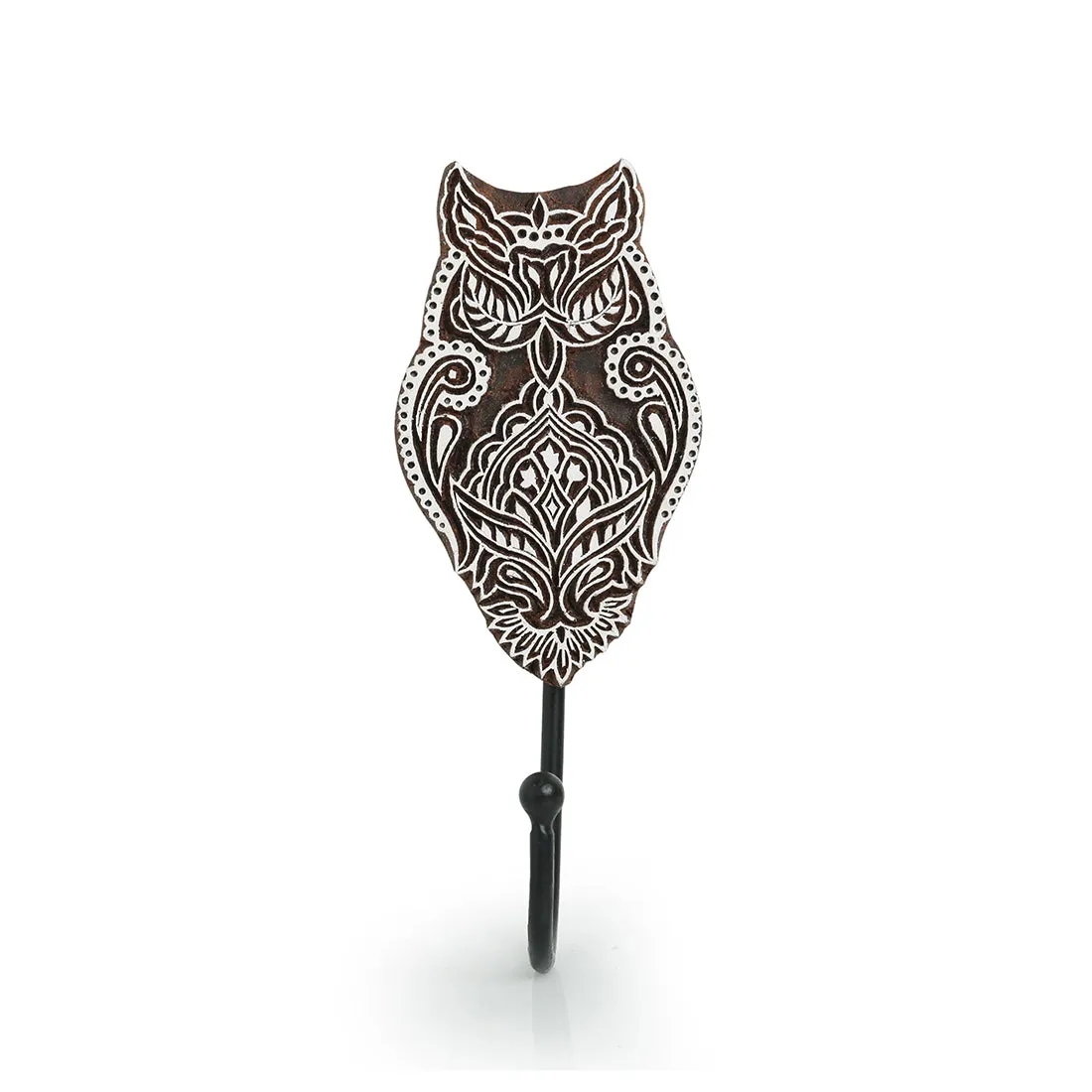 Alluring Owl' Hand-Carved Block Wall Hook & Towel Holder In Sheesham Wood