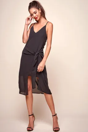 Allyson Waist Tie Slip Dress Black