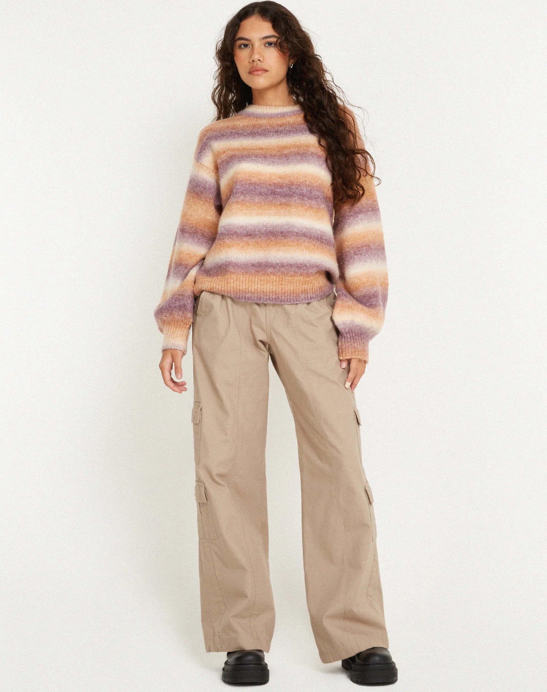 Ammaria Jumper in Purple Brown Cream