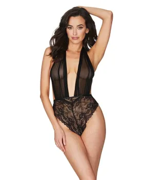 Aria Mesh Plunge Halter Teddy Dazzling One Size Fits Most