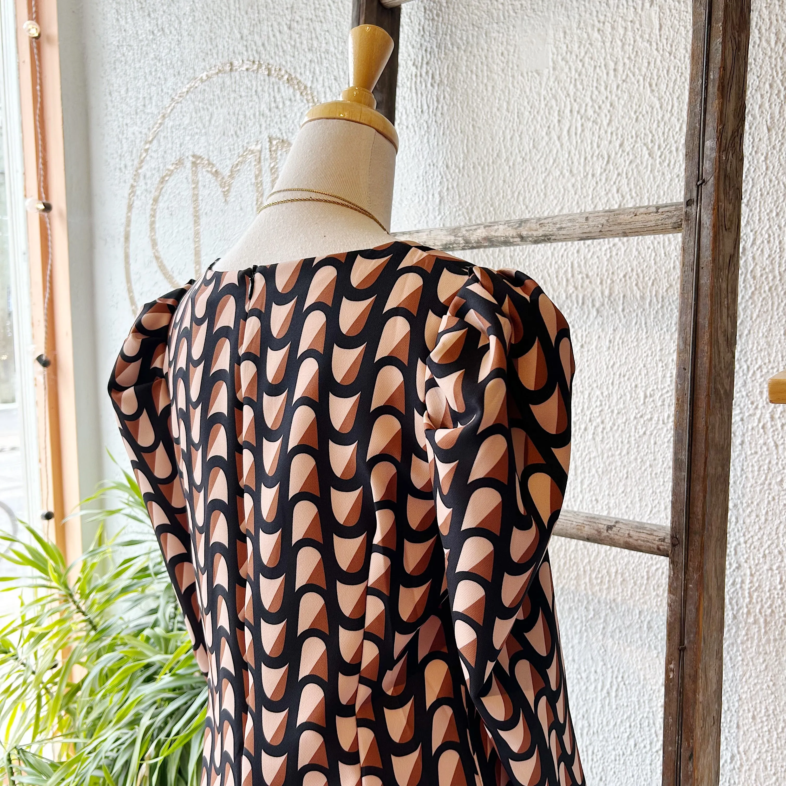 Astrid // Black/Brown Print Dress