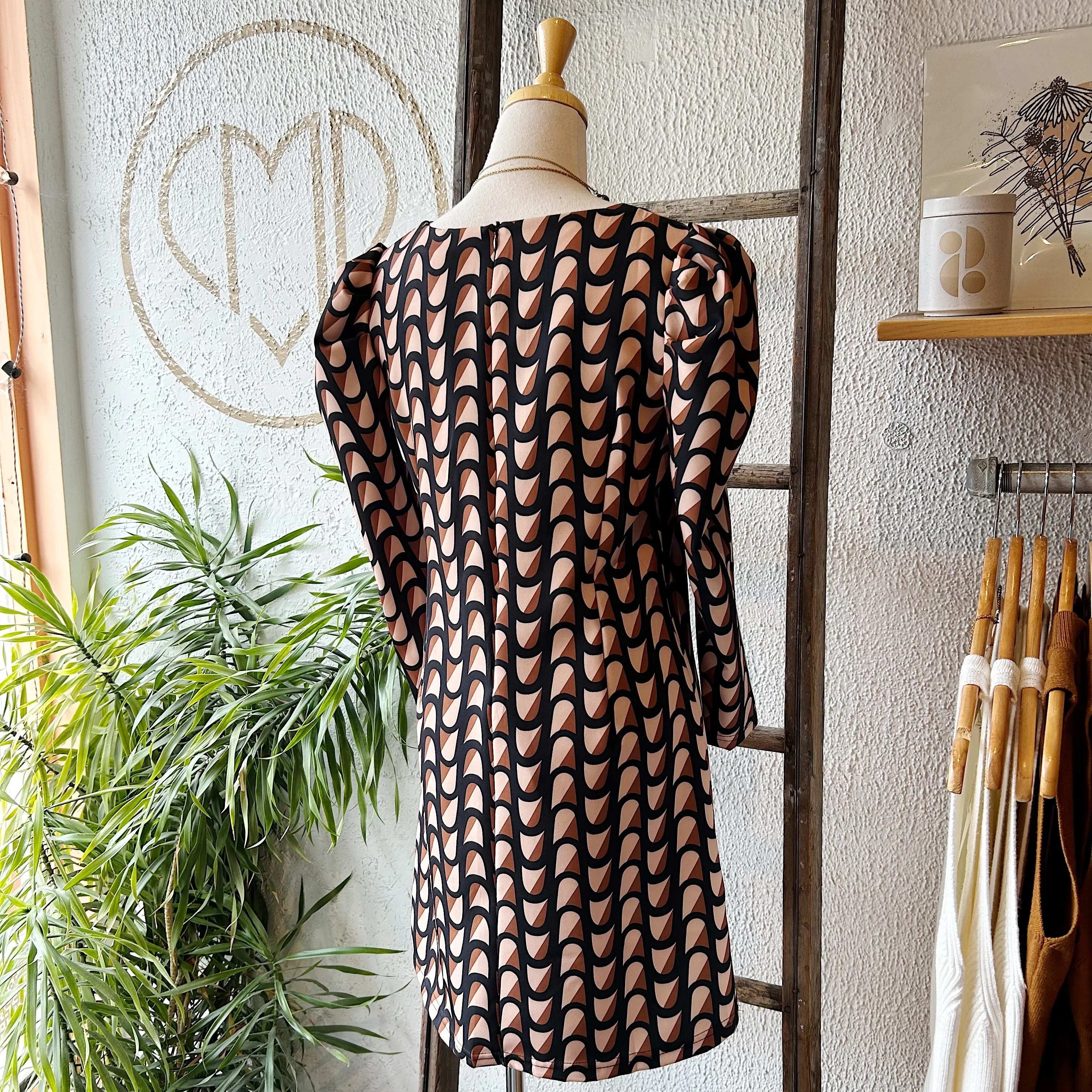 Astrid // Black/Brown Print Dress