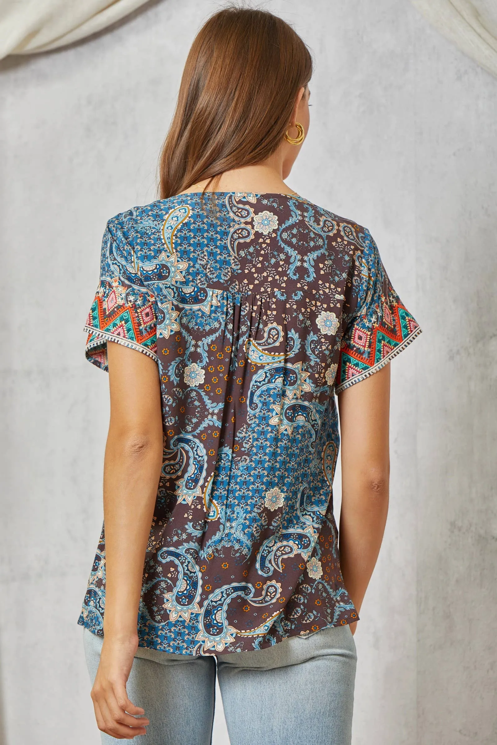 Aztec Embroidery Tunic Top Savannah Jane