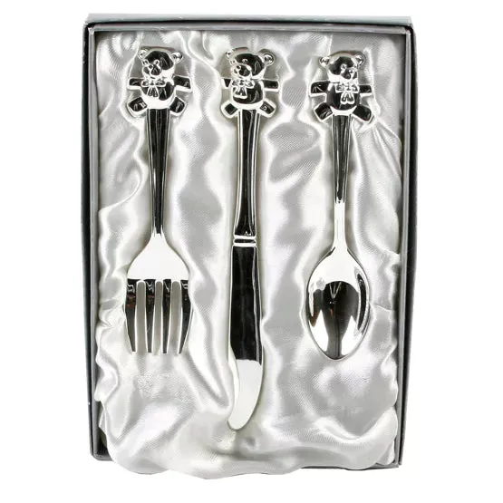 Baby Gift - Silverplated Knife, Fork & Spoon Set