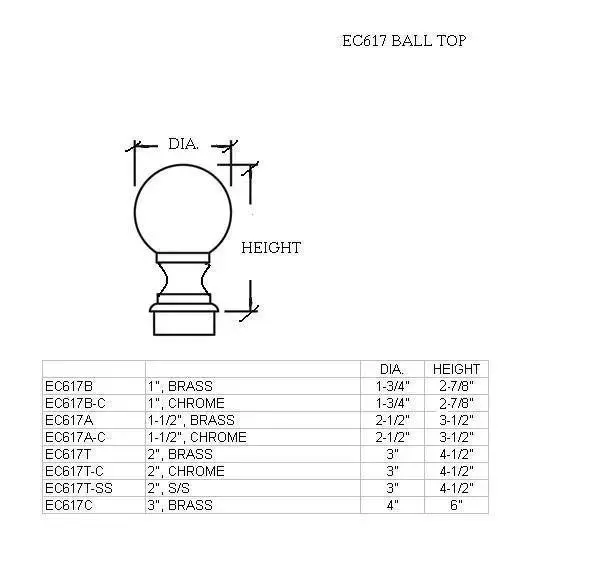 Ball Finial for 3" Tubing