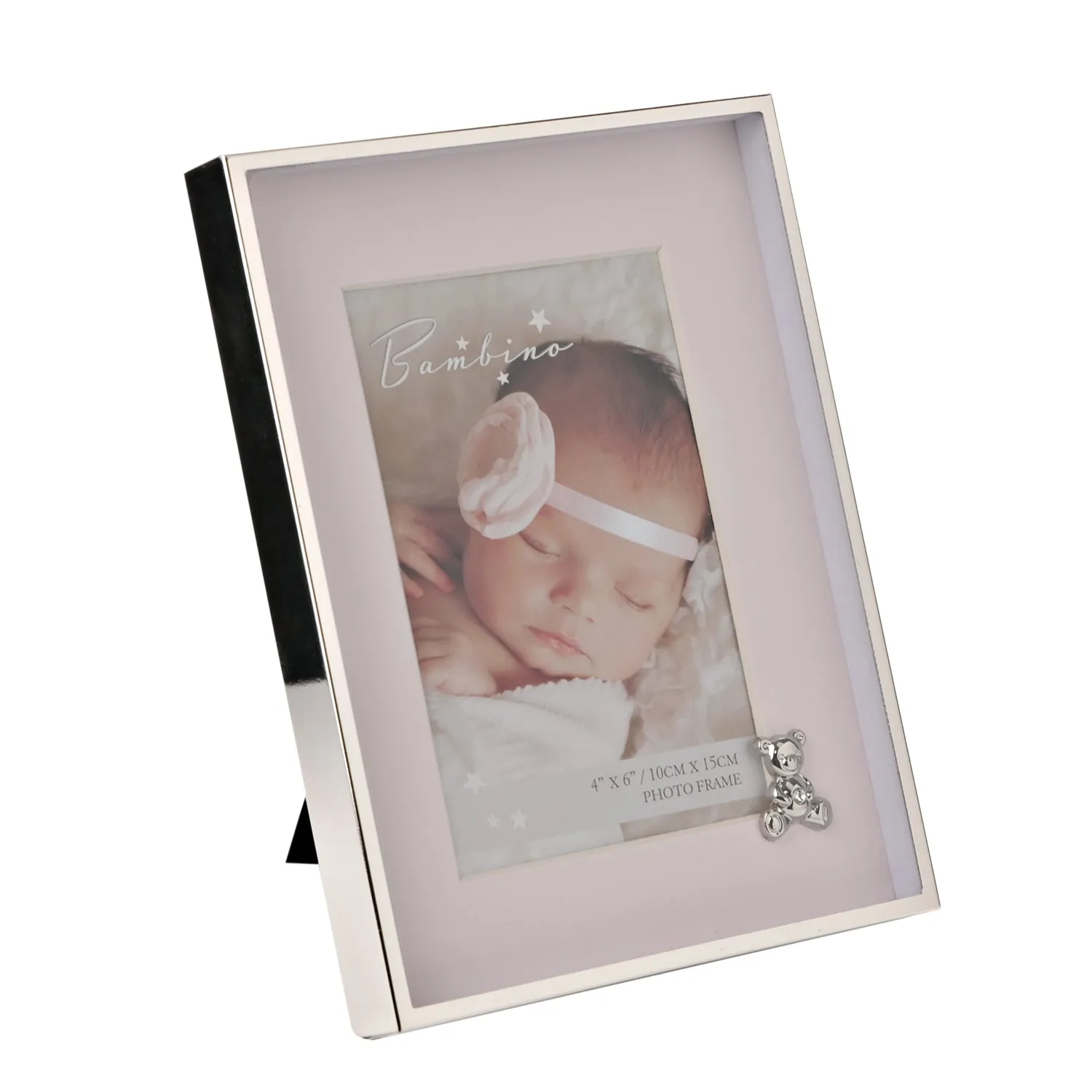 Bambino Pink & Silver Teddy Photo Frame (4"x6")