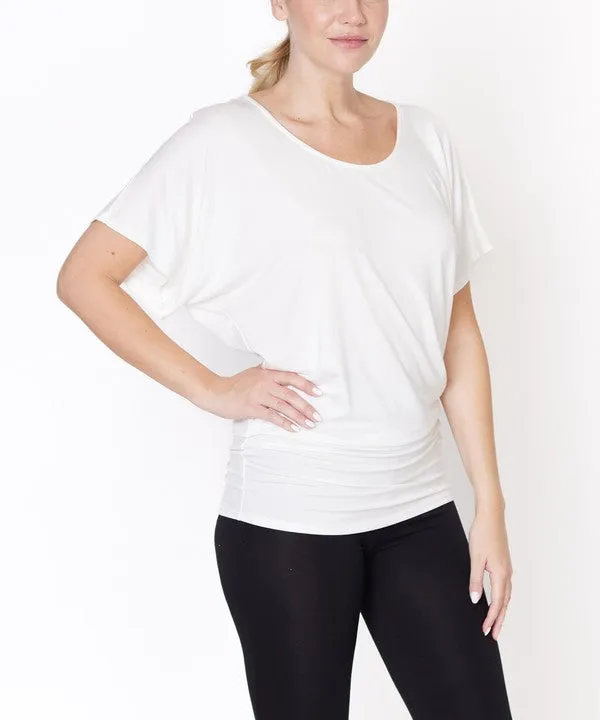 Bamboo U Neck Dolman Sleeve Tunic Top