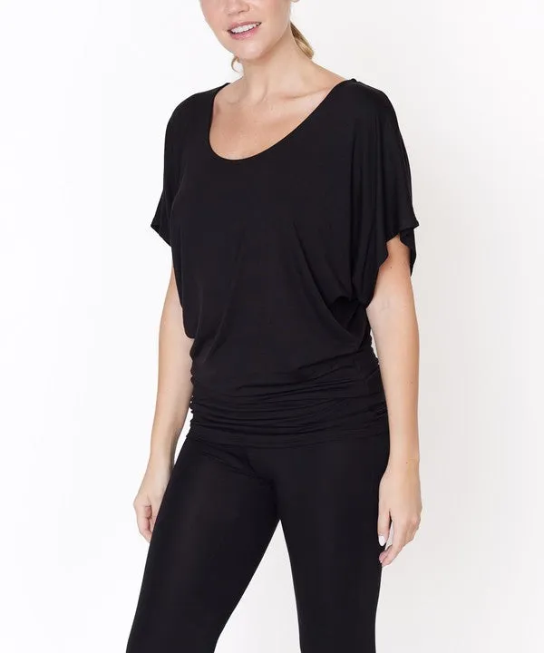 Bamboo U Neck Dolman Sleeve Tunic Top