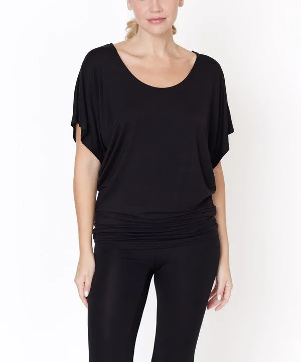 Bamboo U Neck Dolman Sleeve Tunic Top