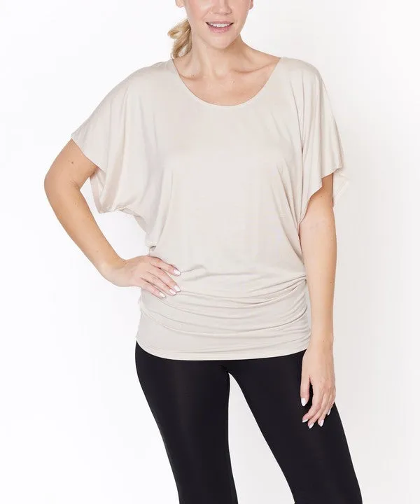 Bamboo U Neck Dolman Sleeve Tunic Top