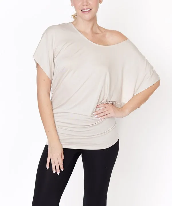 Bamboo U Neck Dolman Sleeve Tunic Top