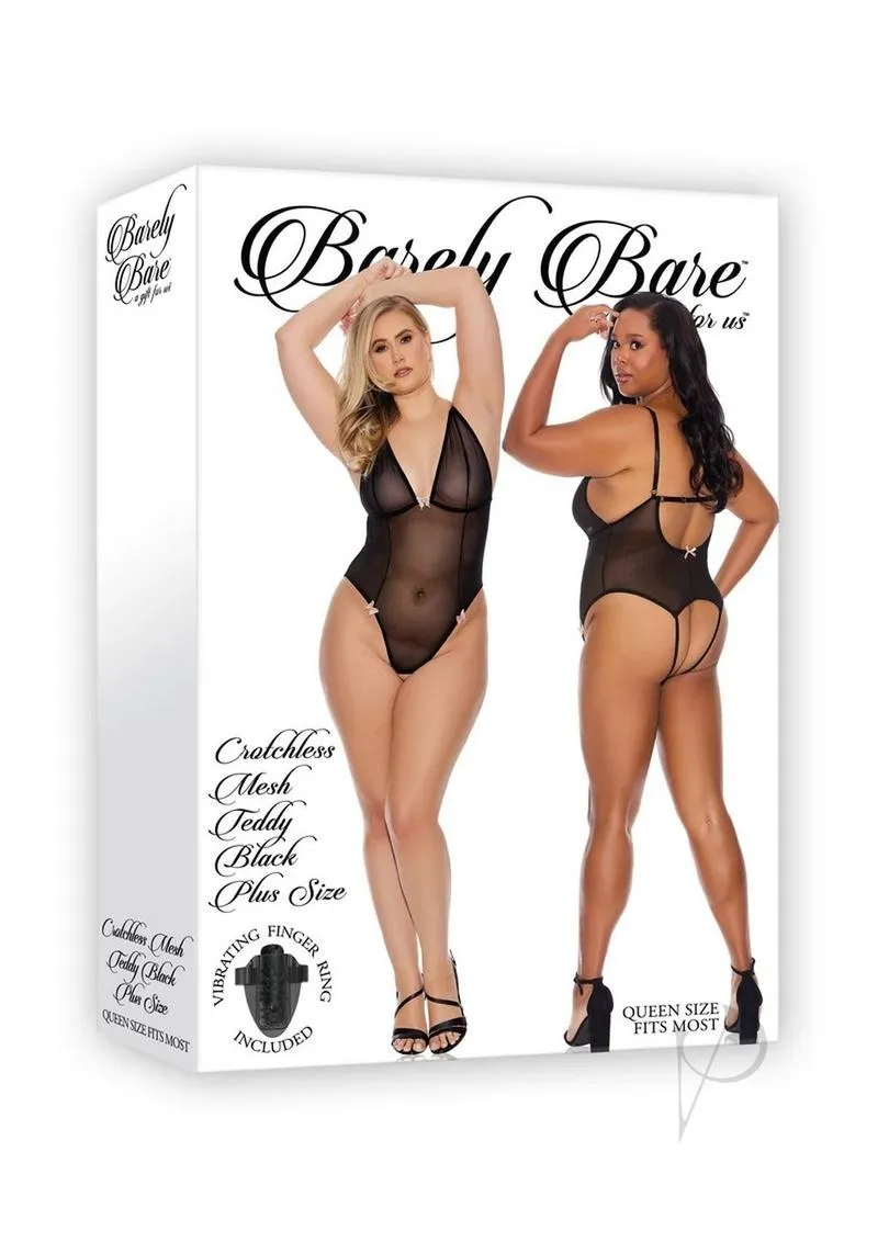 Barely B Crotchless Mesh Teddy Ps Blk