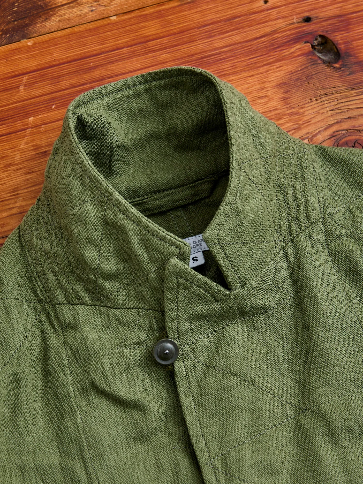 Bedford Jacket in Olive Cotton Hemp Satin