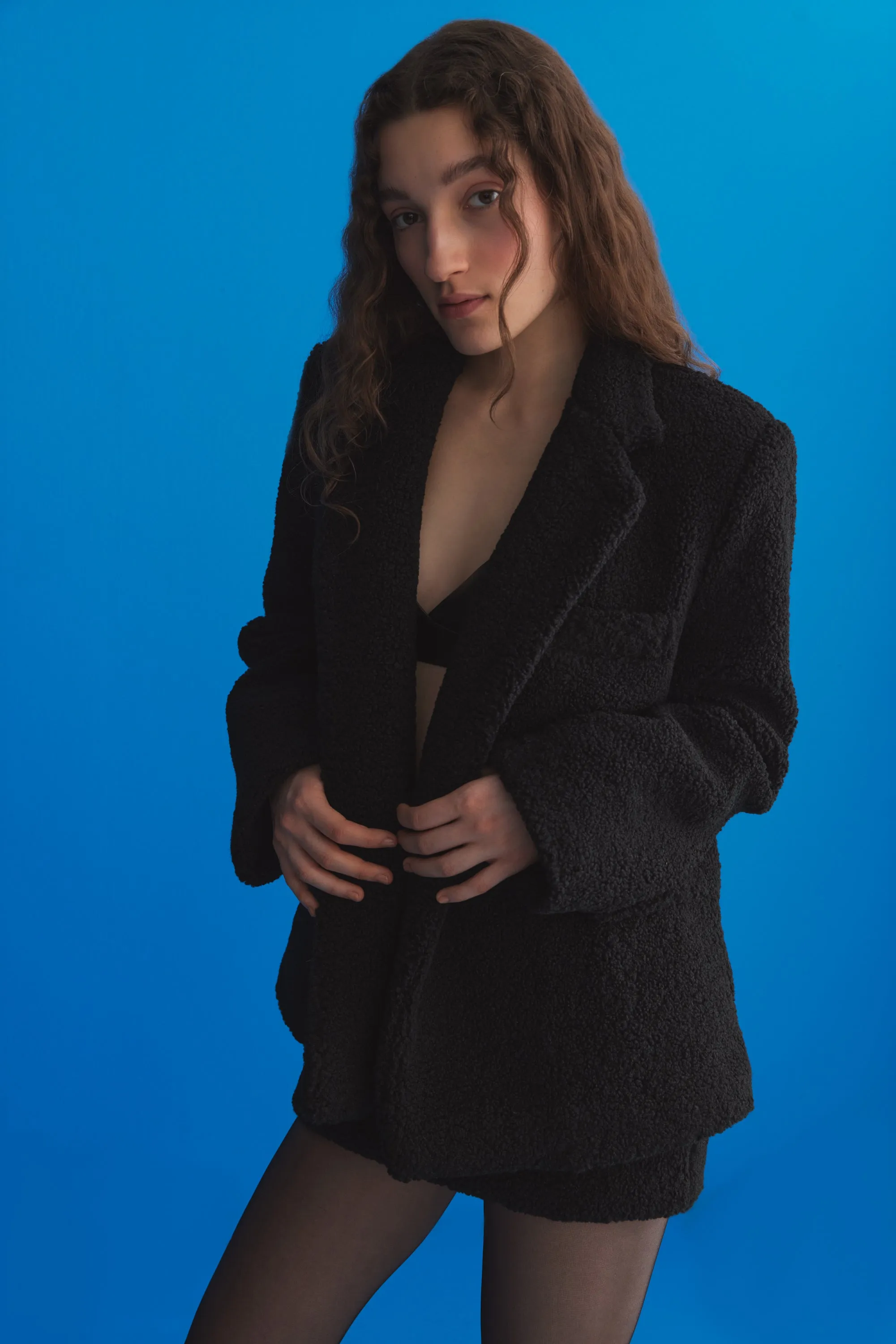 BLACK TEDDY BLAZER JACKET