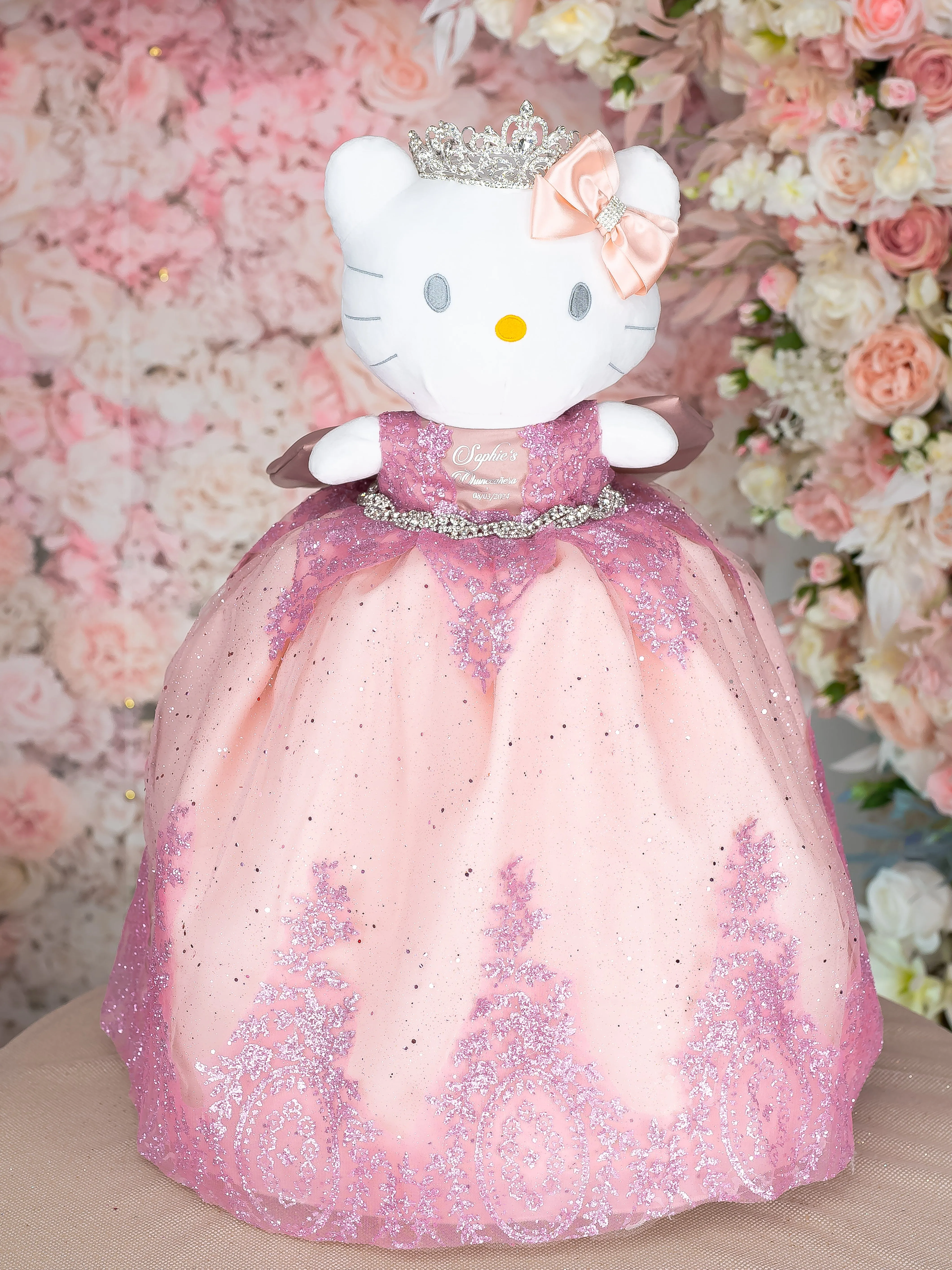 Blush rose gold Kitty for Quinceanera