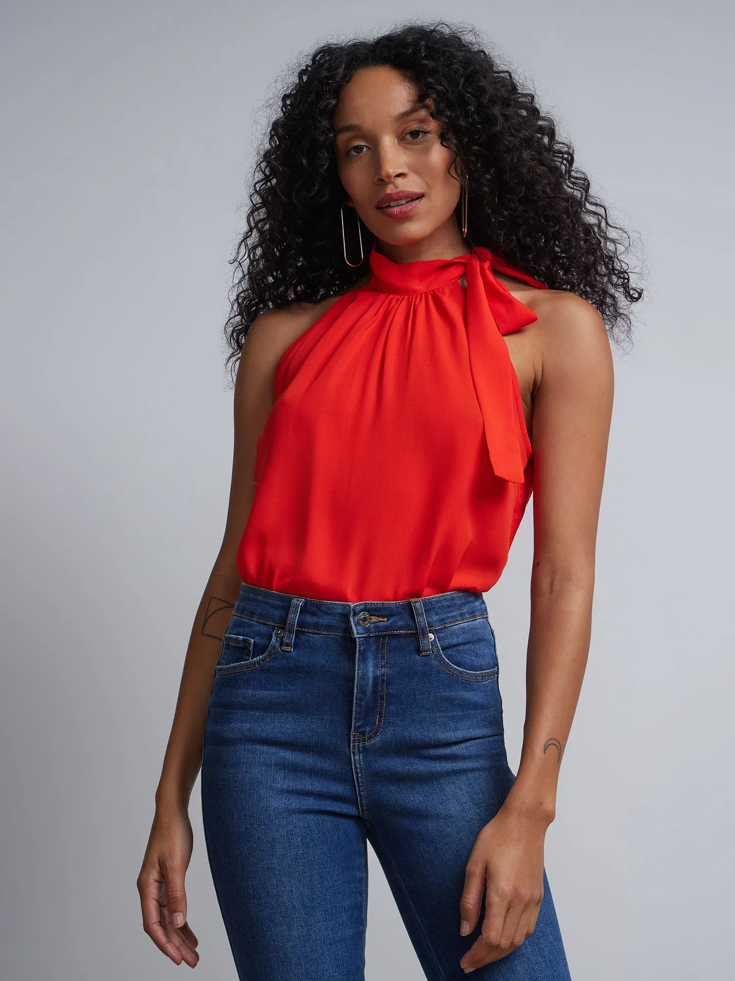 Bow-Neck Halterneck Blouse