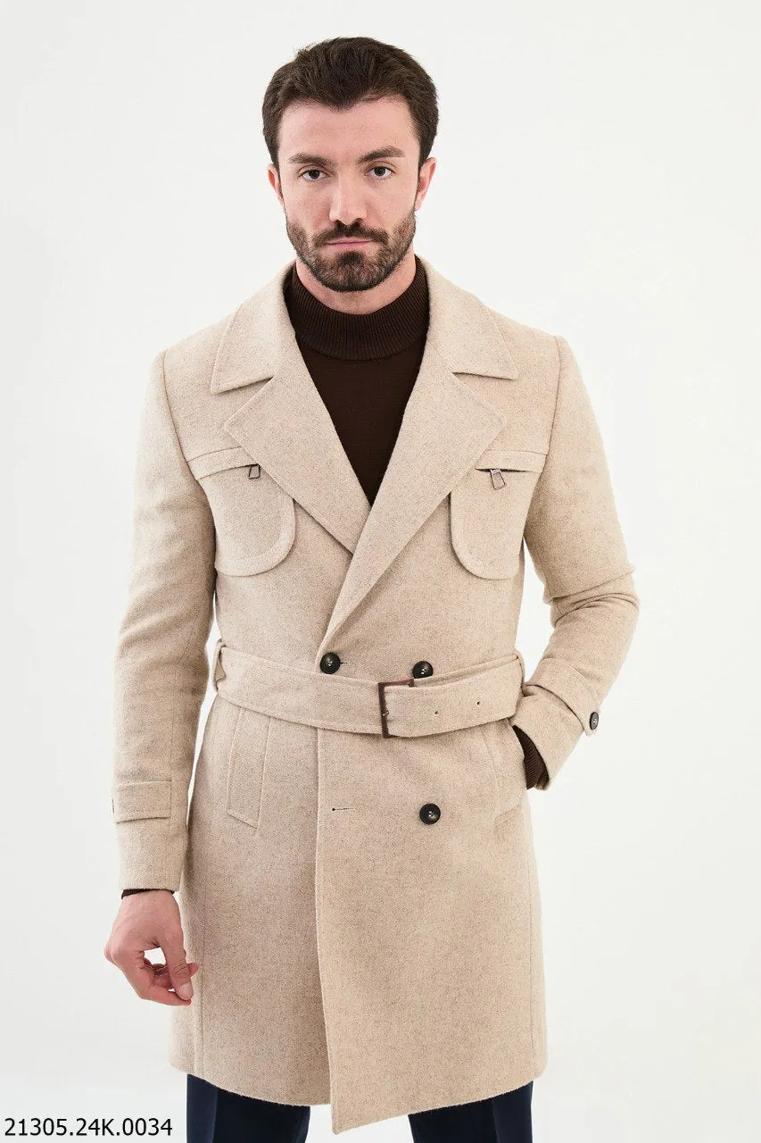 Brabion Marco Slim Fit Beige Coat