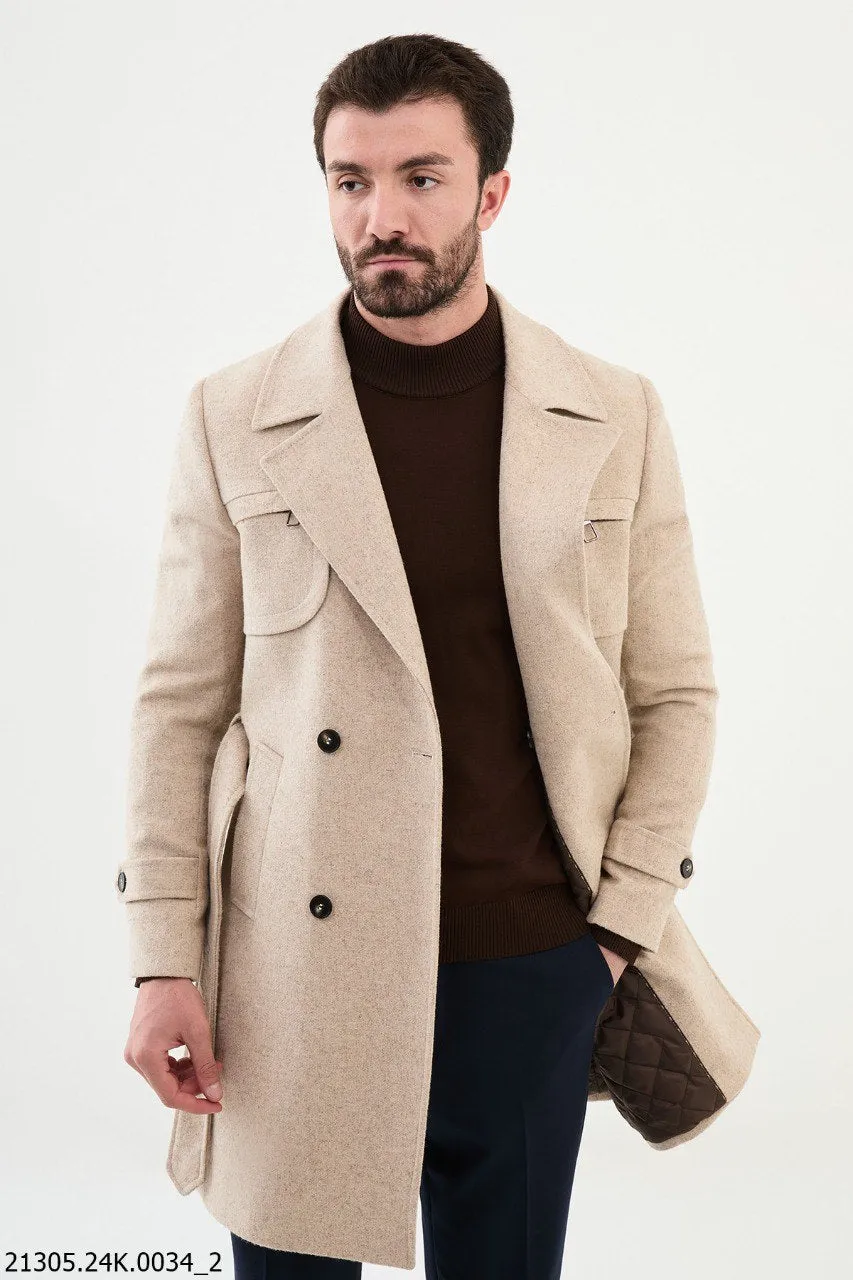 Brabion Marco Slim Fit Beige Coat