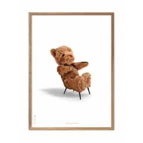 Brainchild Teddy Bear Classic Poster, Frame Made Of Light Wood 50x70 Cm, White Background