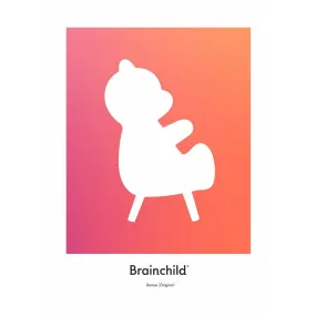 Brainchild Teddy Bear Design Icon Poster Without Frame A5, Orange