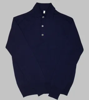 Bryceland's Merino Long-Sleeve Polo Navy