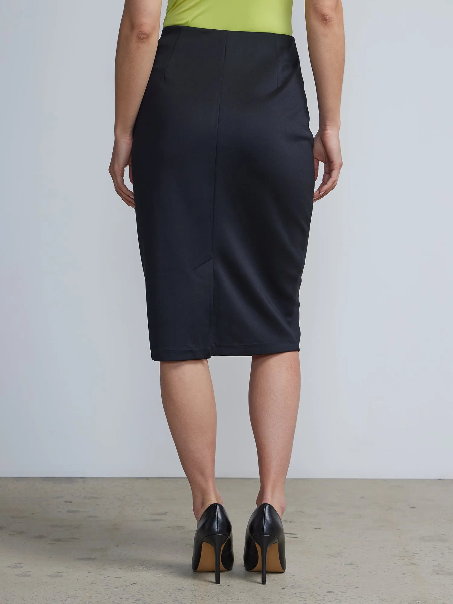 Button-Front Scuba Pencil Skirt